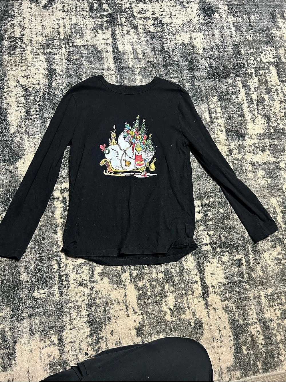 Wonder Nation Girls Long Sleeve Graphic Tee Black & Multicolor Large